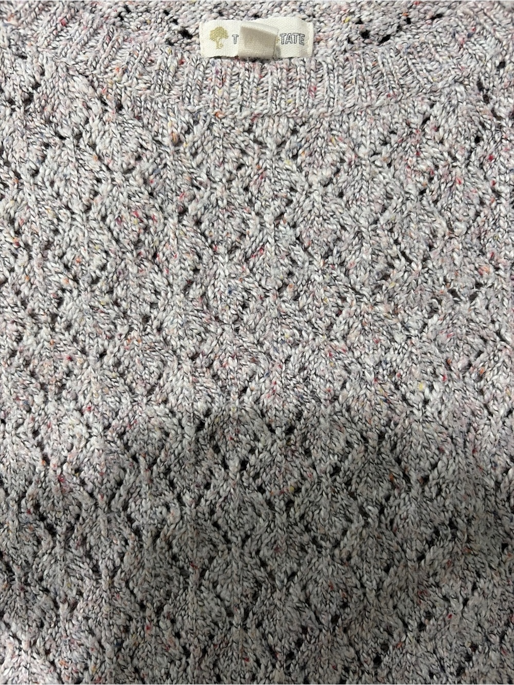 Tucker + Tate Girls Crochet Open Knit Crossover Sweater Grey S 7/8 - Picture 2 of 3